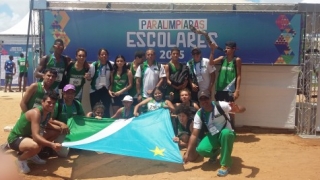 Delegação de Mato Grosso do Sul que participou das Paralimpíadas Escolares em Natal (RN).