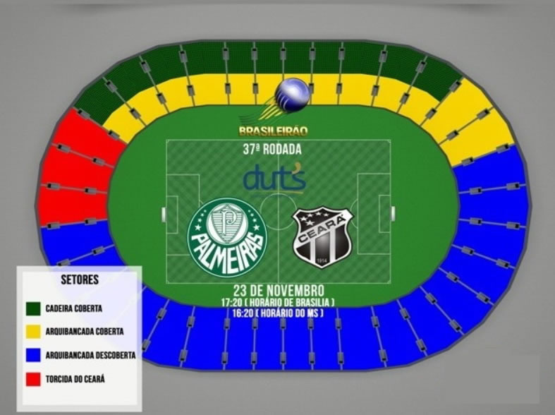 Torcida do Palmeiras fica com 26,1 mil dos 29 mil lugares no Morenão
