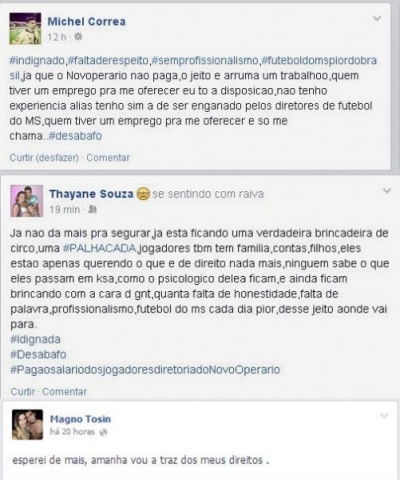 Sem salários, jogadores usam o Facebook para expor dificuldades