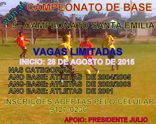 Inscrições abertas para Campeonato de Base no Santa Emília