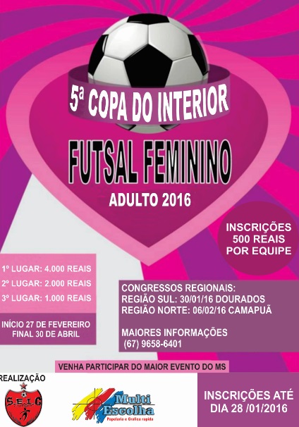 Torneio feminino abre inscrições e premia campeões com R$ 7 mil