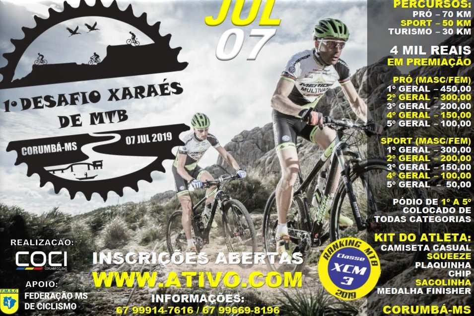 Corumbá recebe 1º Desafio Xaraés de MTB em julho