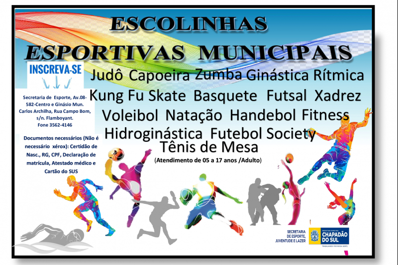 Estão abertas as matrículas e rematrículas para Escolinhas Esportivas de Chapadão do Sul