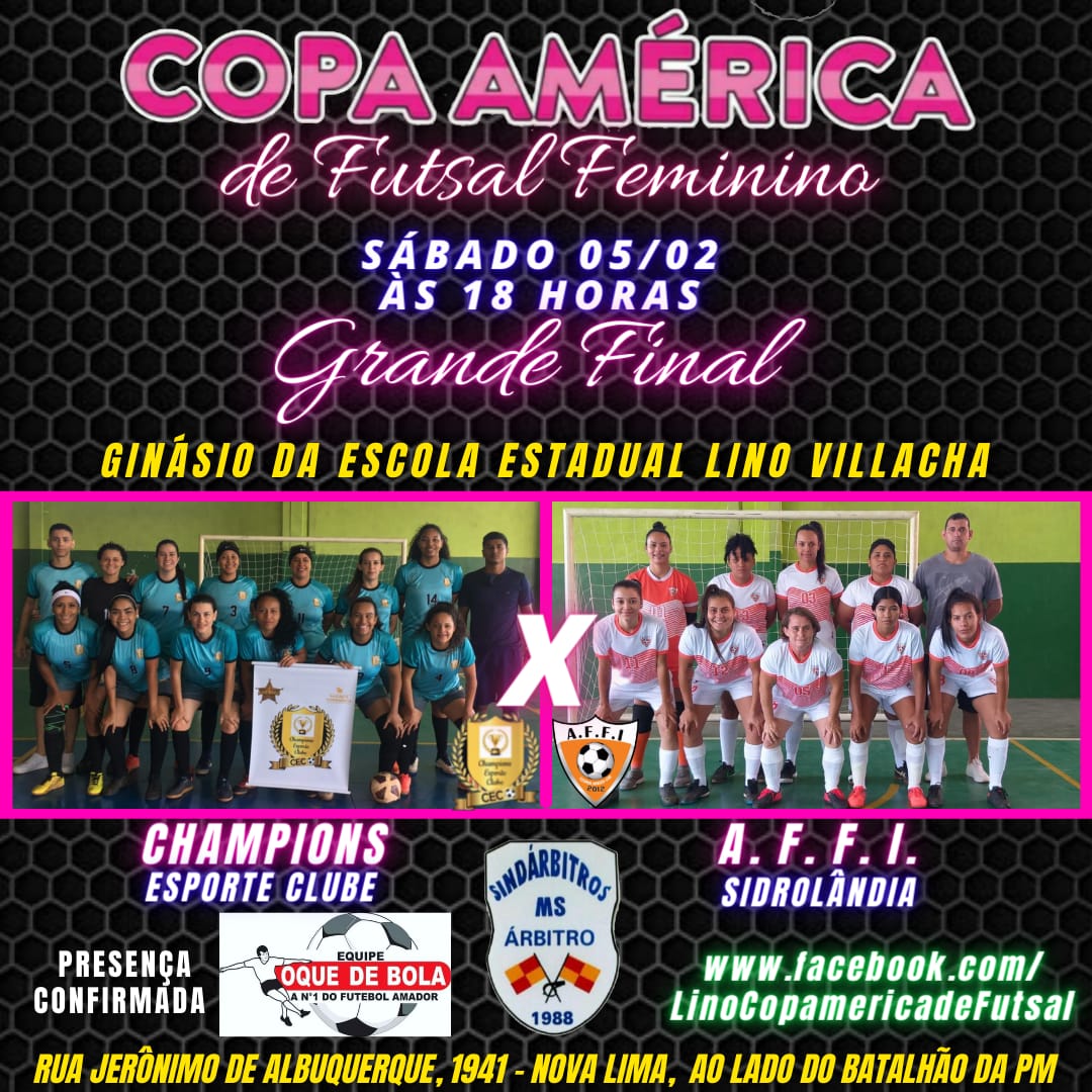 Campeão da Copa América de Futsal Feminino será decidido neste sábado em MS
