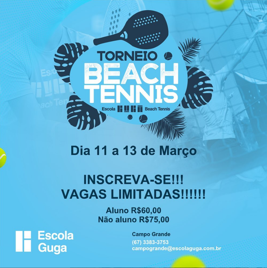 Torneio Beach Tennis será realizado neste mês de março e as inscrições já estão abertas