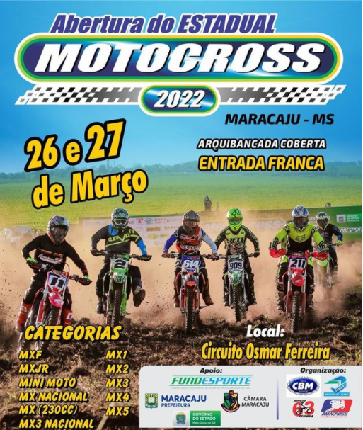 Maracaju recebe neste mês de março a abertura para o Campeonato Estadual de Motocross