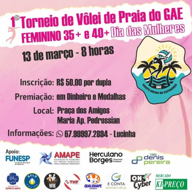 Primeiro Torneio de Vôlei de Praia do GAE será realizado em comemoração ao dia da mulher