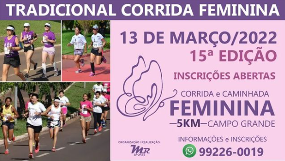 Largada para a 15ª edição da Corrida e Caminhada Feminina acontece neste domingo