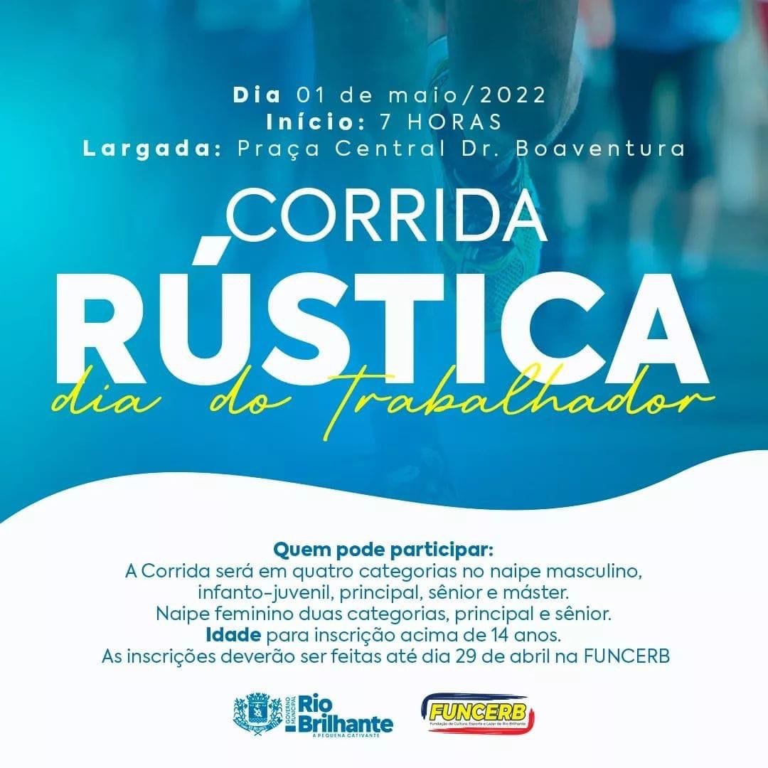 Inscrições abertas para a Corrida Rústica do Dia do Trabalhador 