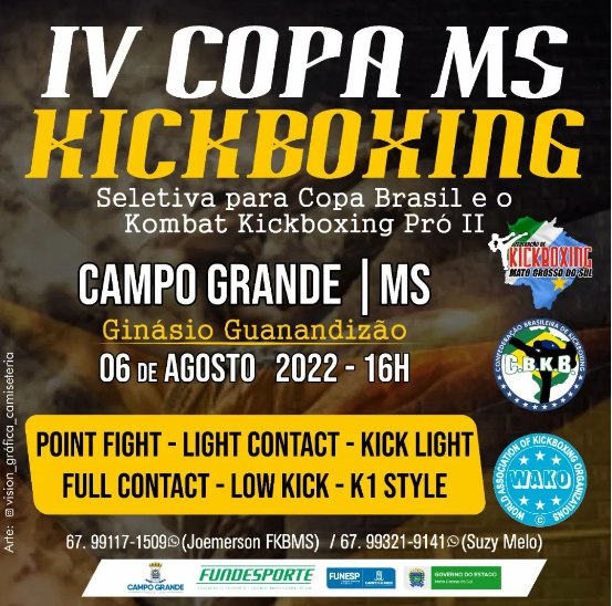 Em agosto acontece a IV Copa MS Kickboxing