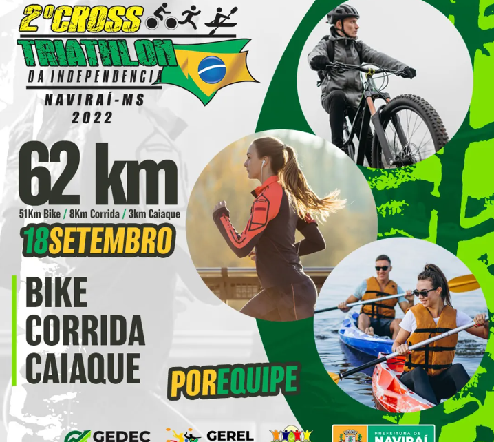 Naviraí fará 2º Cross Triathlon da Independência dia 18 de Setembro