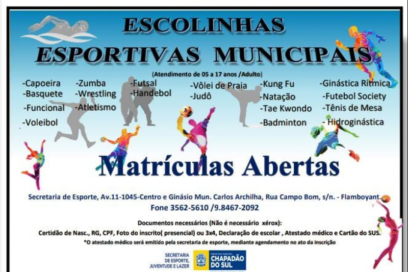 Escolinhas Esportivas terão inicio no dia 13 de fevereiro