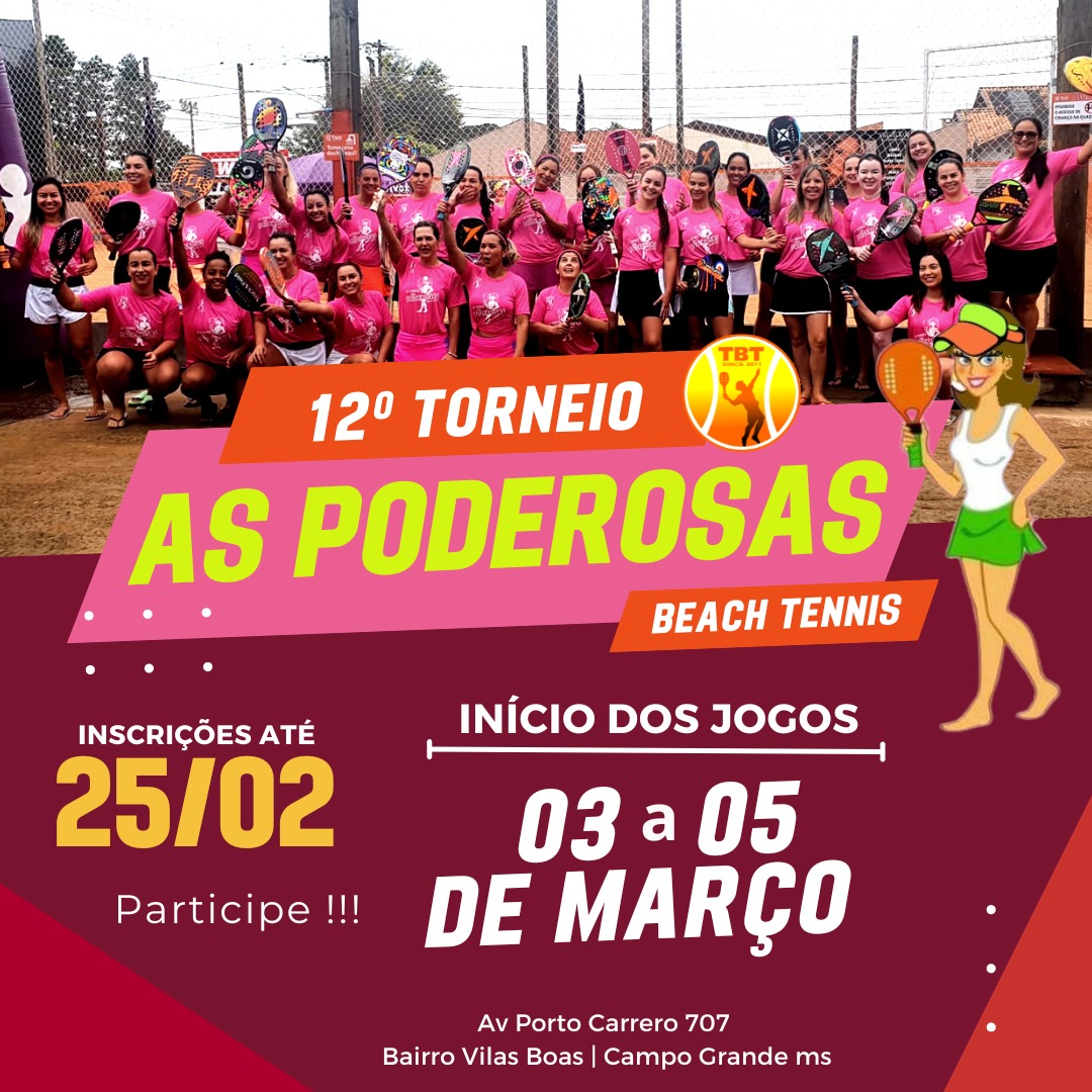 A 12ª Edição das Poderosas do Beach Tennis tem inscrições prorrogadas