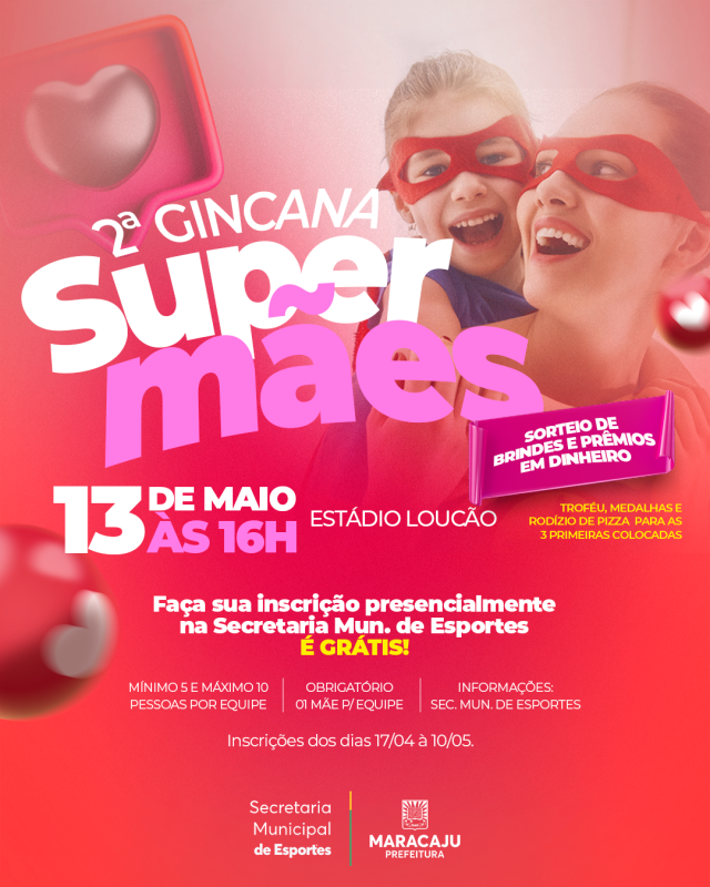 Prefeitura de Maracaju realizará a 2ª Gincana Super Mães 2023.