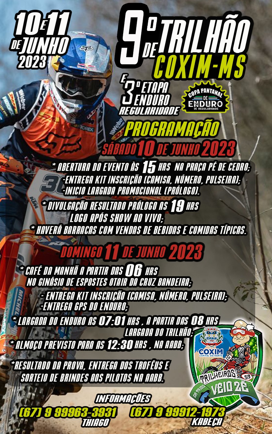 Coxim Recebe 9º Trilhão Enduro de Motocross neste final de semana