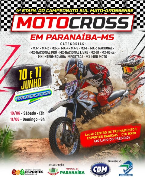 Paranaíba terá a 4ª Etapa do Campeonato de Motocross no sábado 