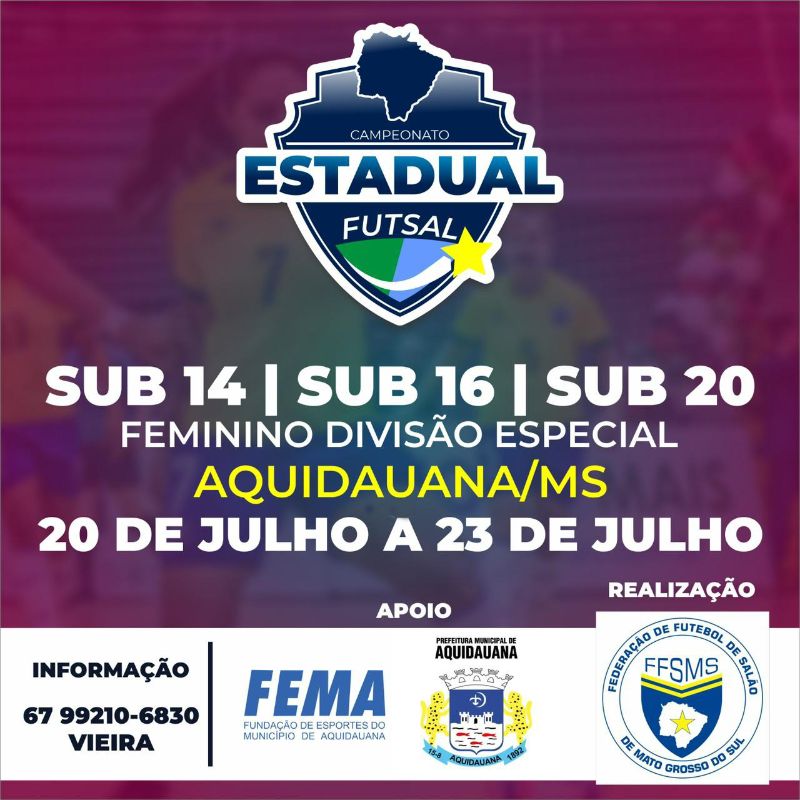 Aquidauana sediará o Campeonato Estadual de Futsal Feminino