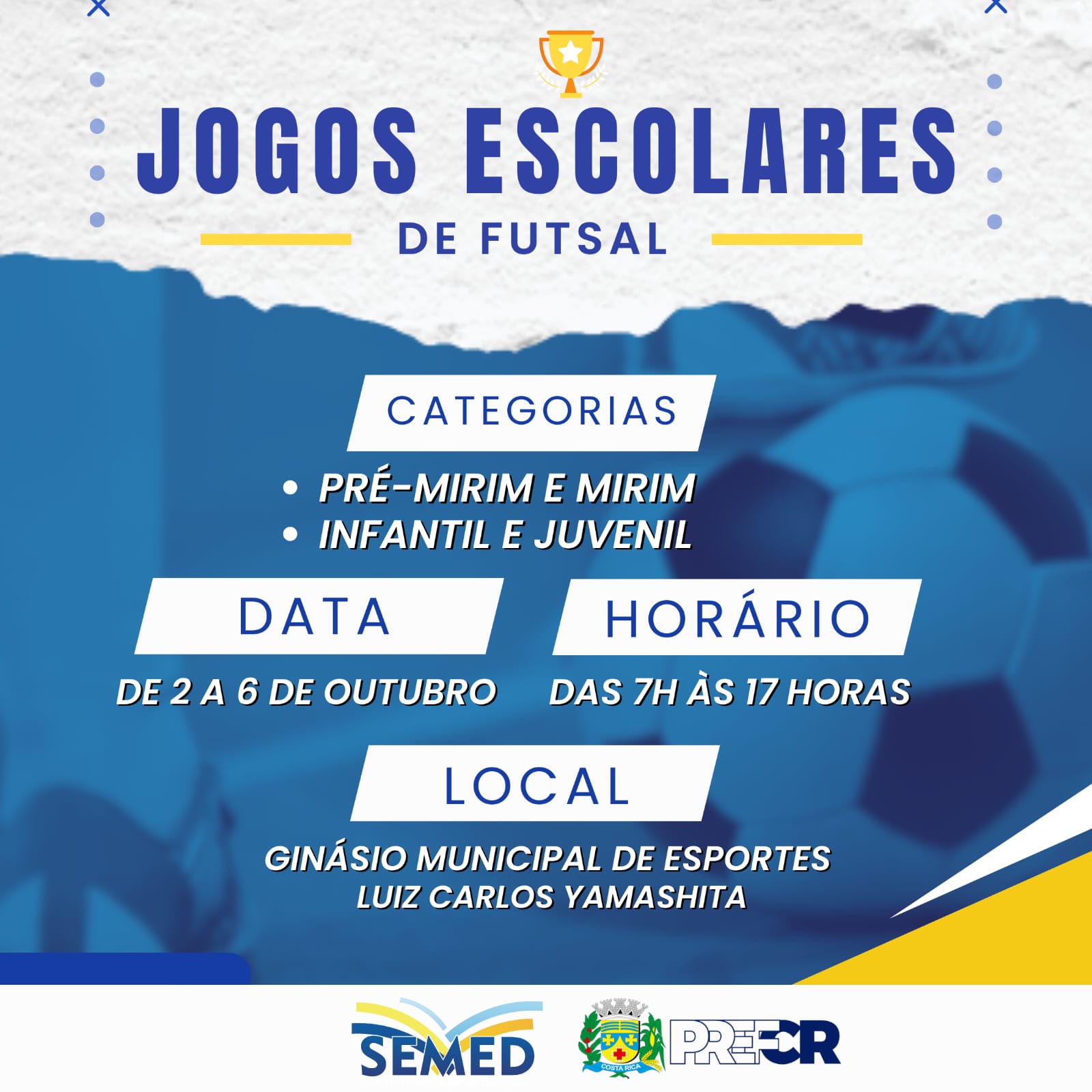 Costa Rica se prepara para sediar os Jogos Escolares de Futsal