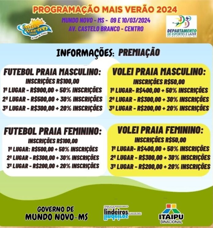 Mais Verão começa neste sábado; inscrições para Vôlei e Futebol de Praia abertas