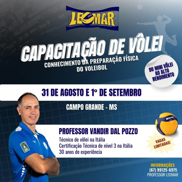 Escolinha Leomar oferece curso de capacitação de voleibol no fim de agosto