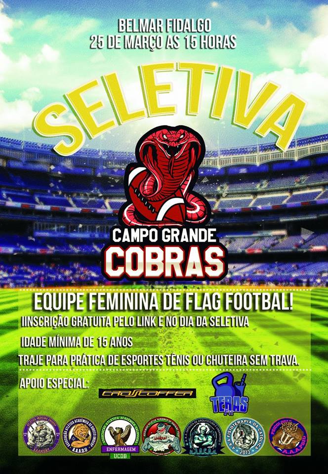 Equipe de flag football Campo Grande Cobras realiza Seletiva em março