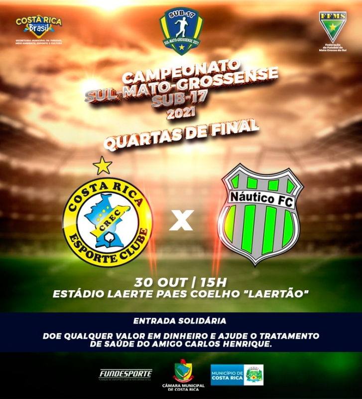 Costa Rica sub-17 enfrenta o Náutico no Laertão neste sábado