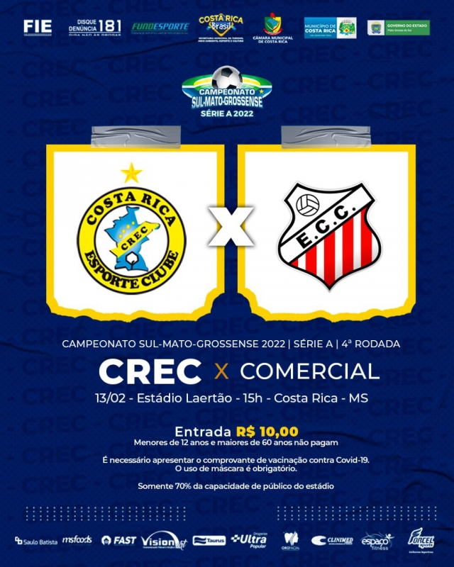 CREC e Comercial se enfrentam no domingo pelo Campeonato Sul-Mato-Grossense