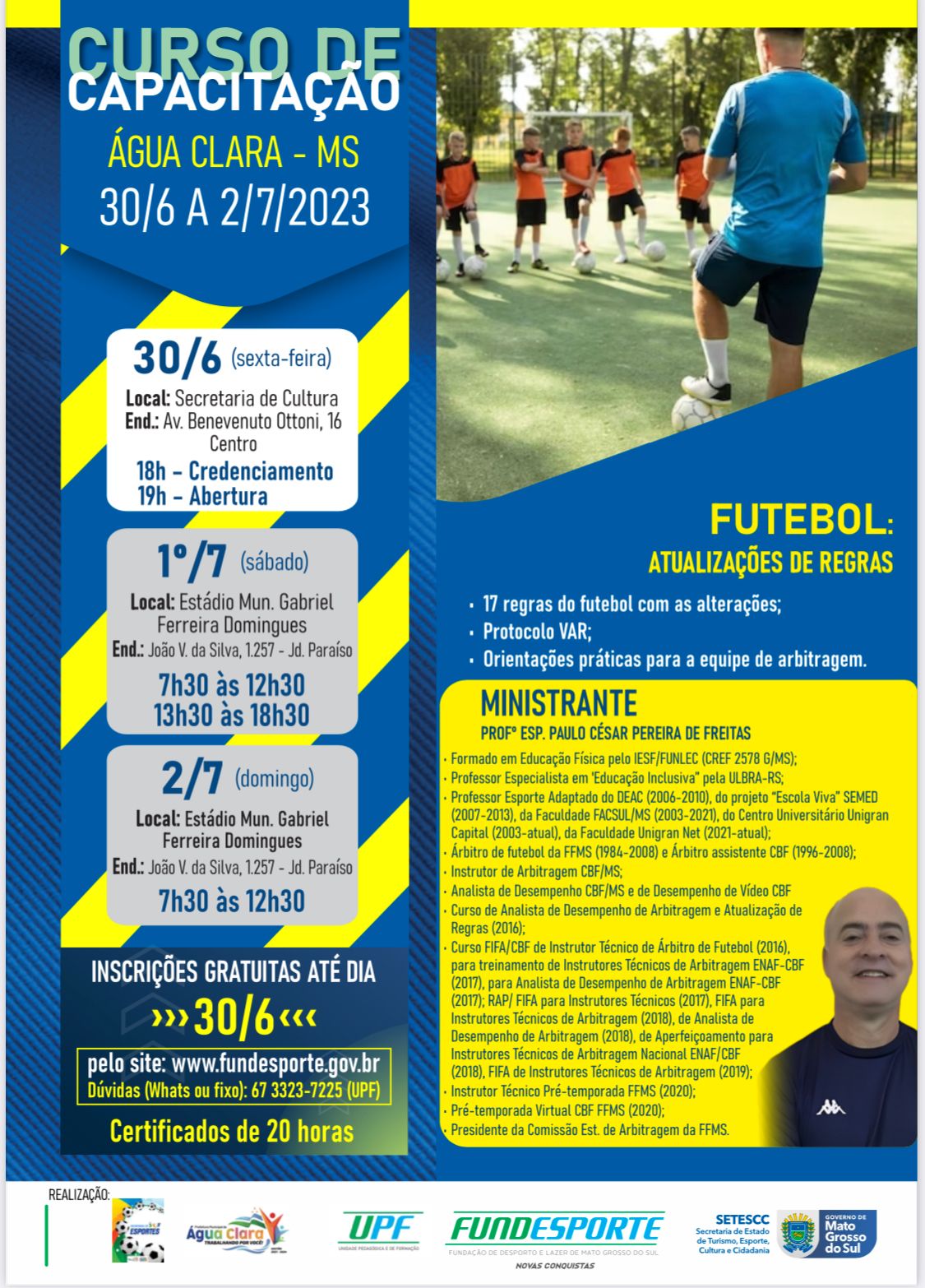 Inscrições abertas para curso de atualização das regras do futebol