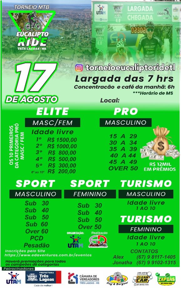 5º Torneio MTB Eucalipto Ride movimenta Três Lagoas neste domingo