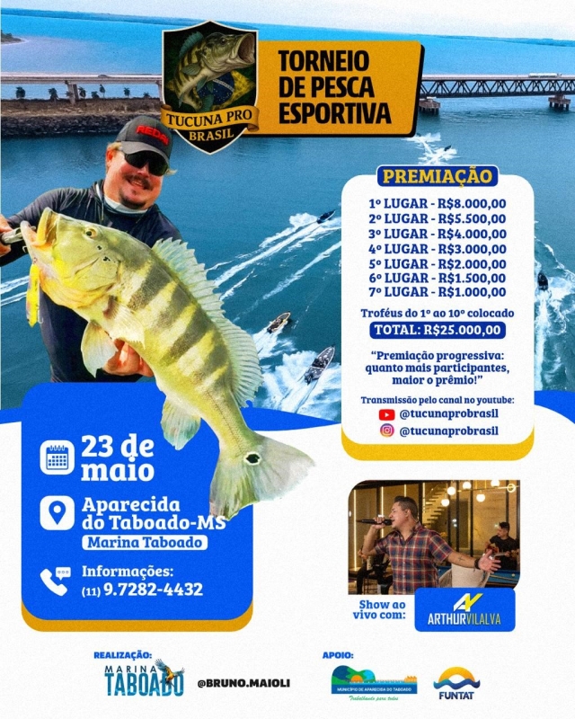 Aparecida do Taboado recebe grande Torneio de Pesca Esportiva com premiação de R$ 25 mil