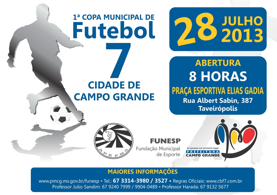 Jogos da Copa Municipal de Futebol 7 acontece dia 28 na Praça Elias Gadia