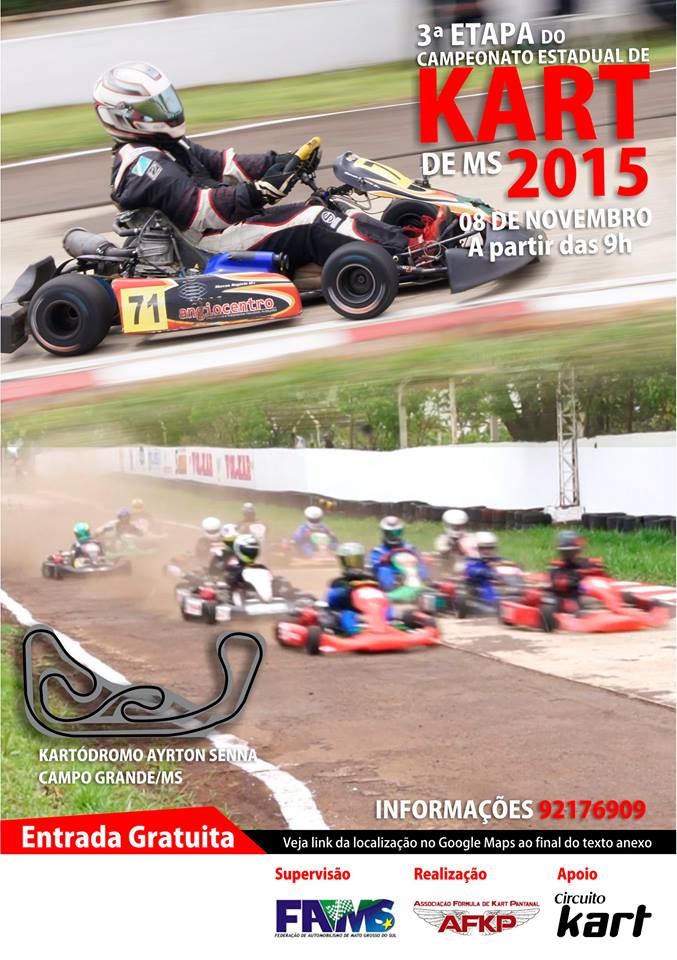 Terceira etapa do Estadual de Kart ocorre no próximo domingo na capital