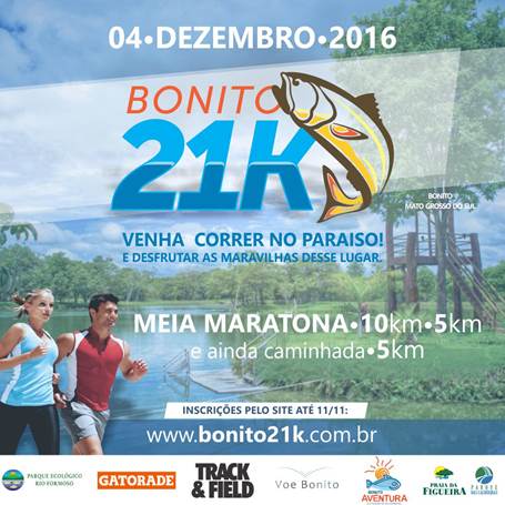 Meia maratona Bonito 21K segue com inscrições abertas