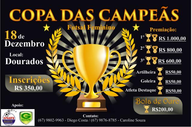 Dourados recebe a Copa dos Campeões de futsal feminino