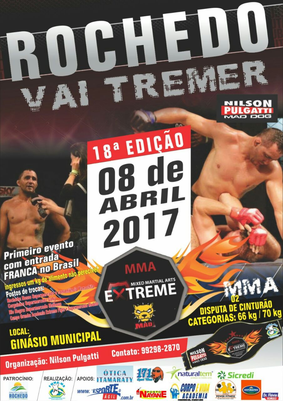 Rochedo recebe evento de lutas no dia 8 de abril