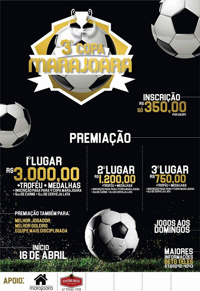 3ª Copa Marajoara abre inscrições e dará R$ 5 mil em prêmios
