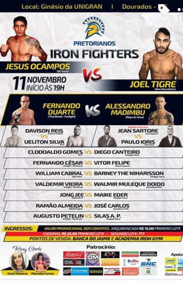 Dourados sedia Pretorianos MMA Iron Fighters no sábado