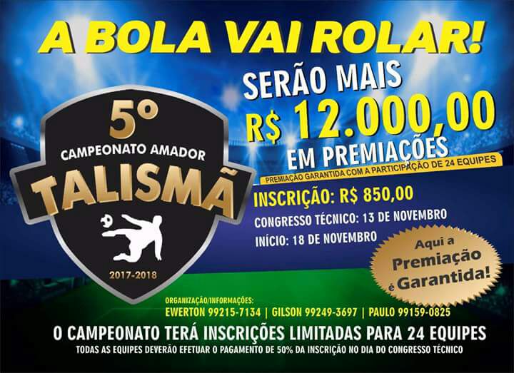 Amador do Talismã vai distribuir R$ 12 mil em premiações