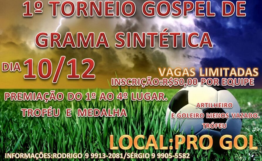 12 equipes disputarão o 1º Torneio Gospel de Grama Sintética