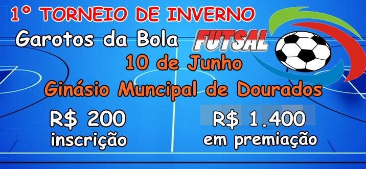 Dourados terá torneio de futsal no dia 10 de junho