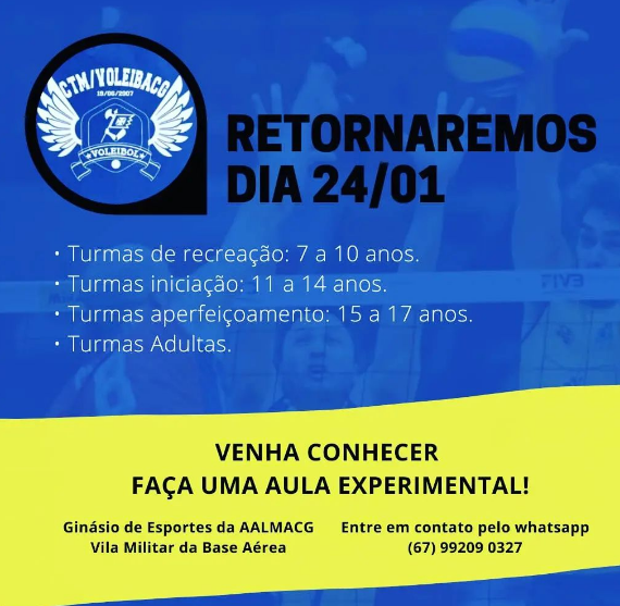 Estão abertas as inscrições para o Centro de Treinamento de Voleibol AALMACG