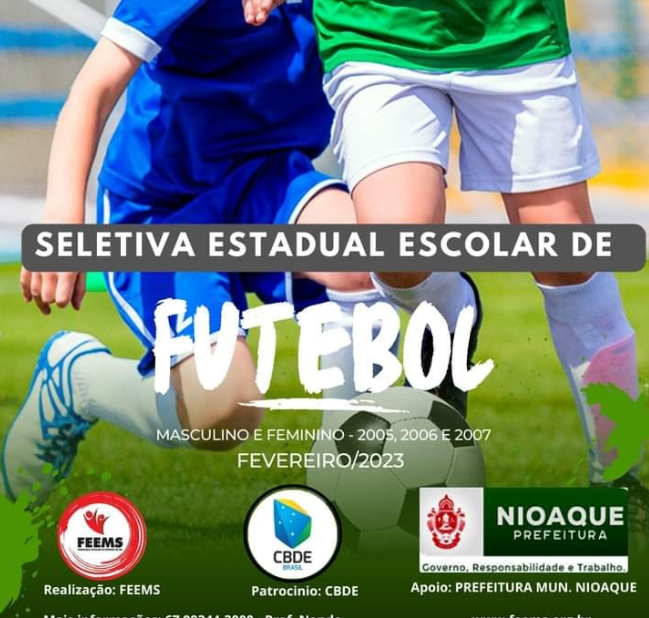 Nioaque será sede da Seletiva Estadual Escolar de Futebol de Campo