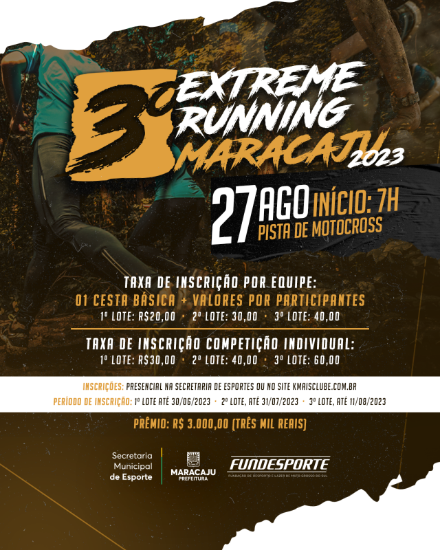 Prefeitura de Maracaju abre inscrições para o 3º Extreme Running