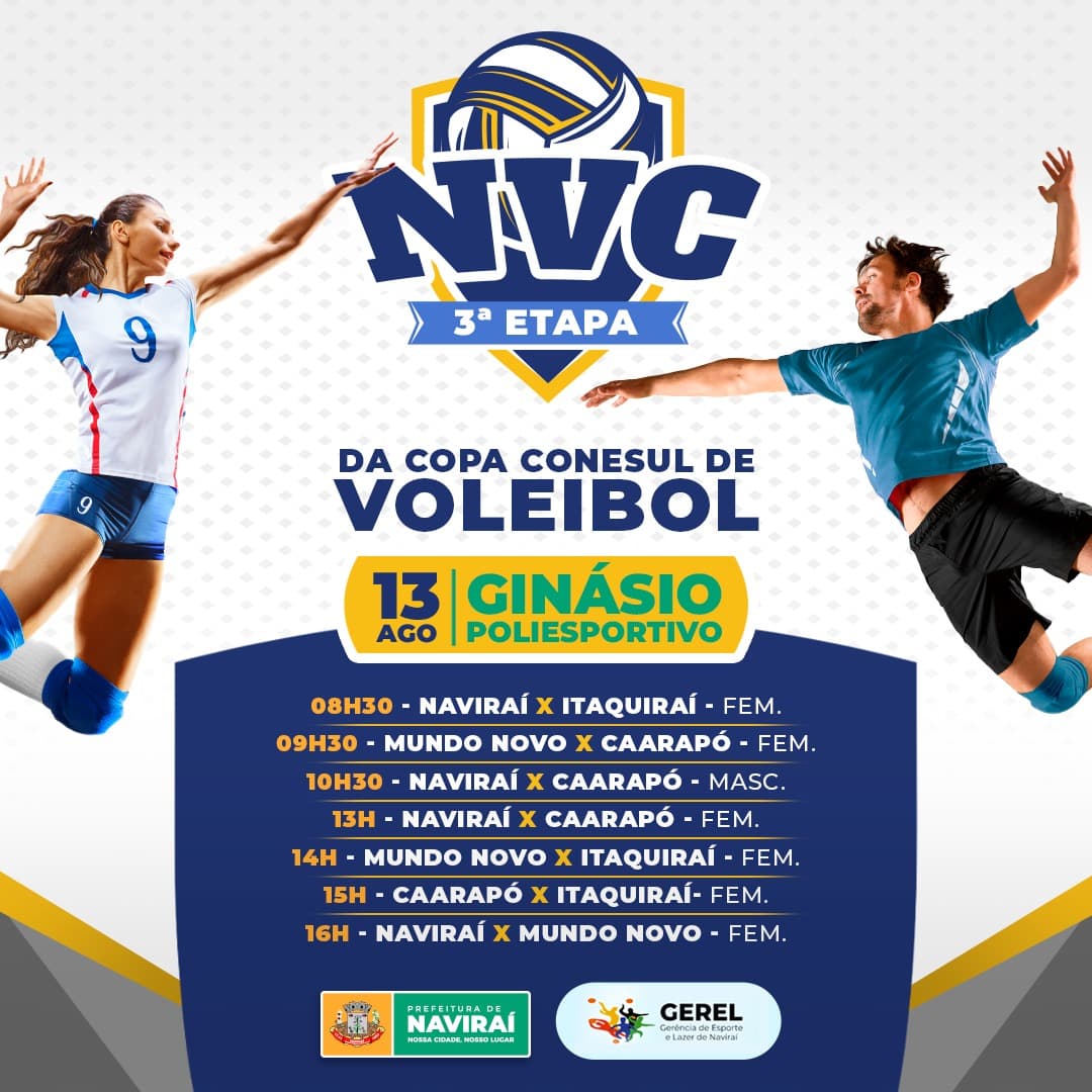 Naviraí recebe etapa da Copa Conesul de Vôlei 2023 no domingo