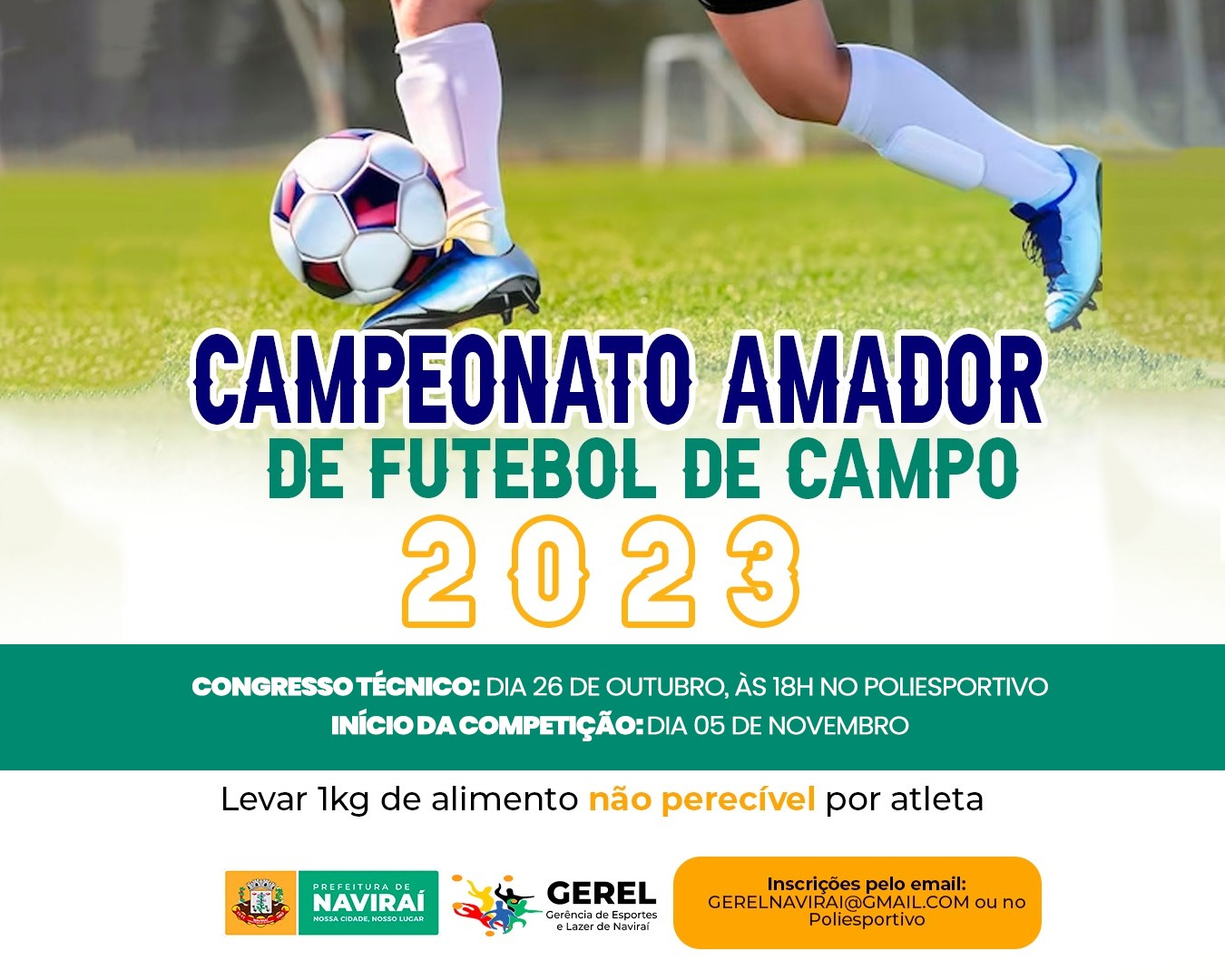 Inscrições para o Campeonato Amador de Futebol de Naviraí estão abertas