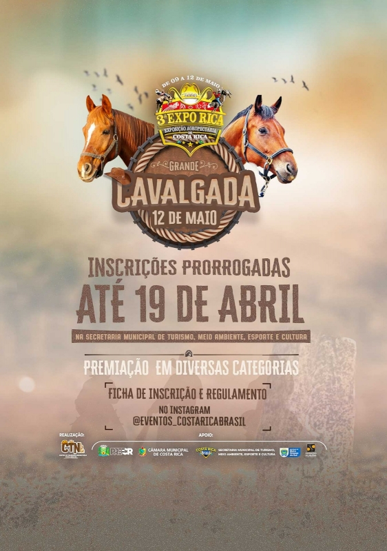Prorrogadas as inscrições para a 3ª Cavalgada Expo Rica 2024