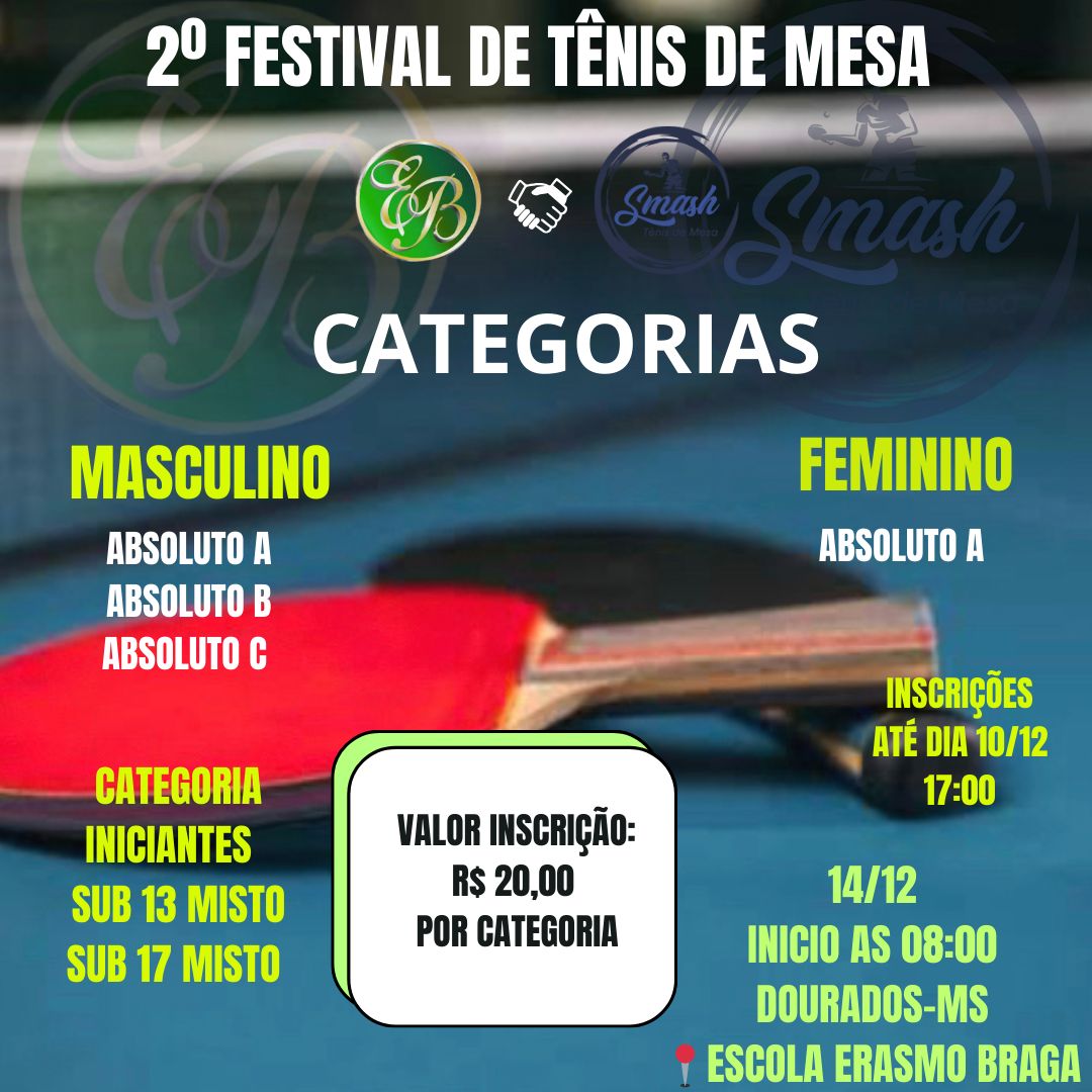 2° Festival de Tênis de Mesa Smash terá como atração o desafio do saque