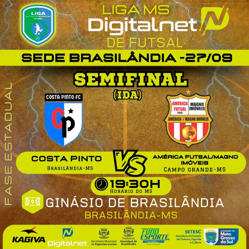 Brasilândia sedia semifinal da Liga MS Digital de Futsal neste sábado