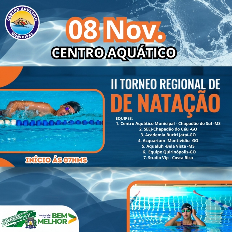 II Torneio Regional de Natação será realizado neste final de semana