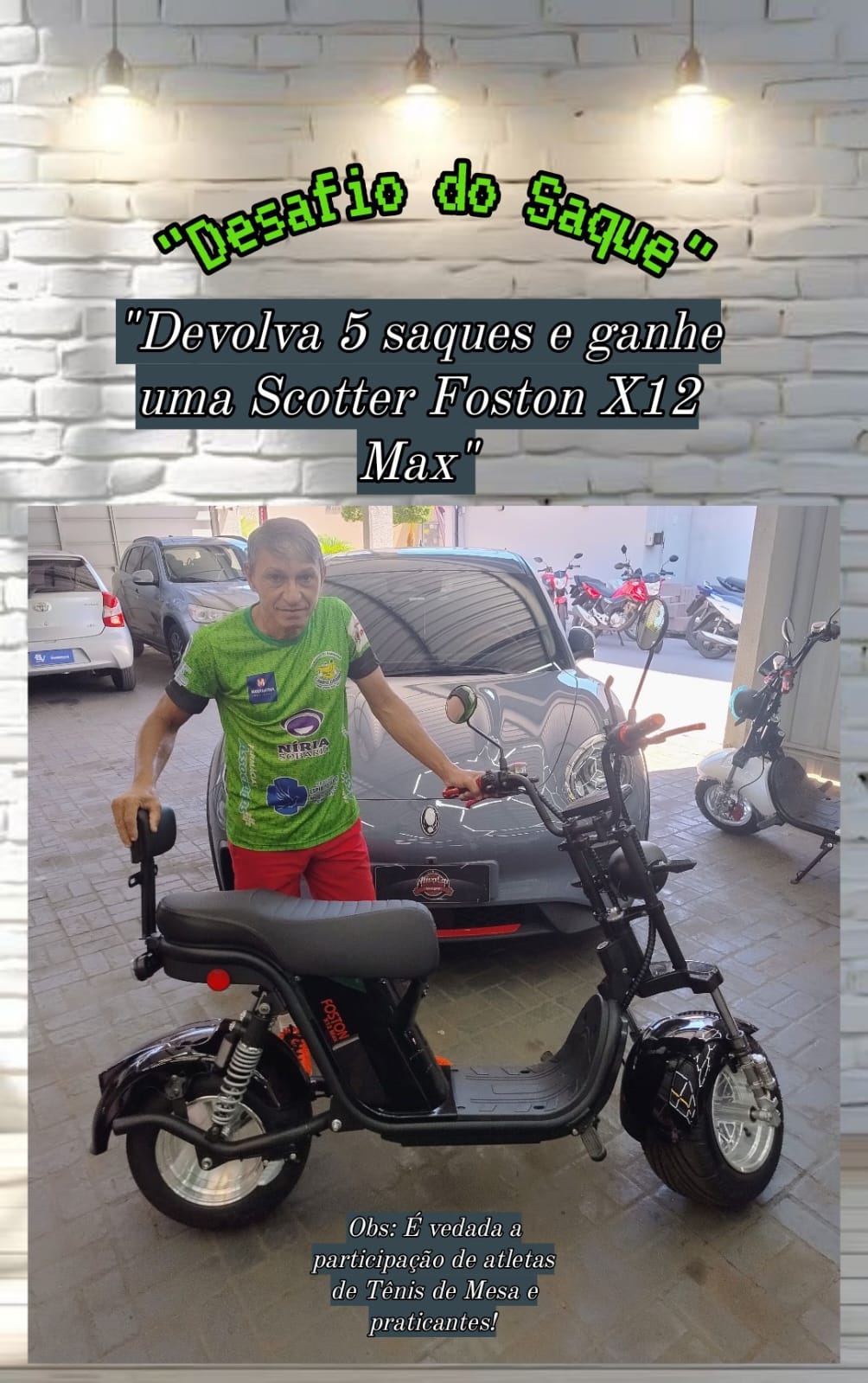 Desafio do Saque com Alcides Cunha lança como prêmio uma Scotter